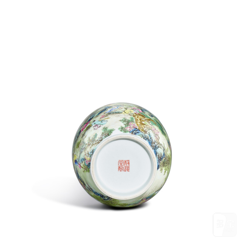 A famille-rose 'landscape' vase, Jingyuan Tang hall mark, Republican period | 民國 粉彩攜琴訪友圖燈籠瓶 《靜遠堂製》款 - 图4